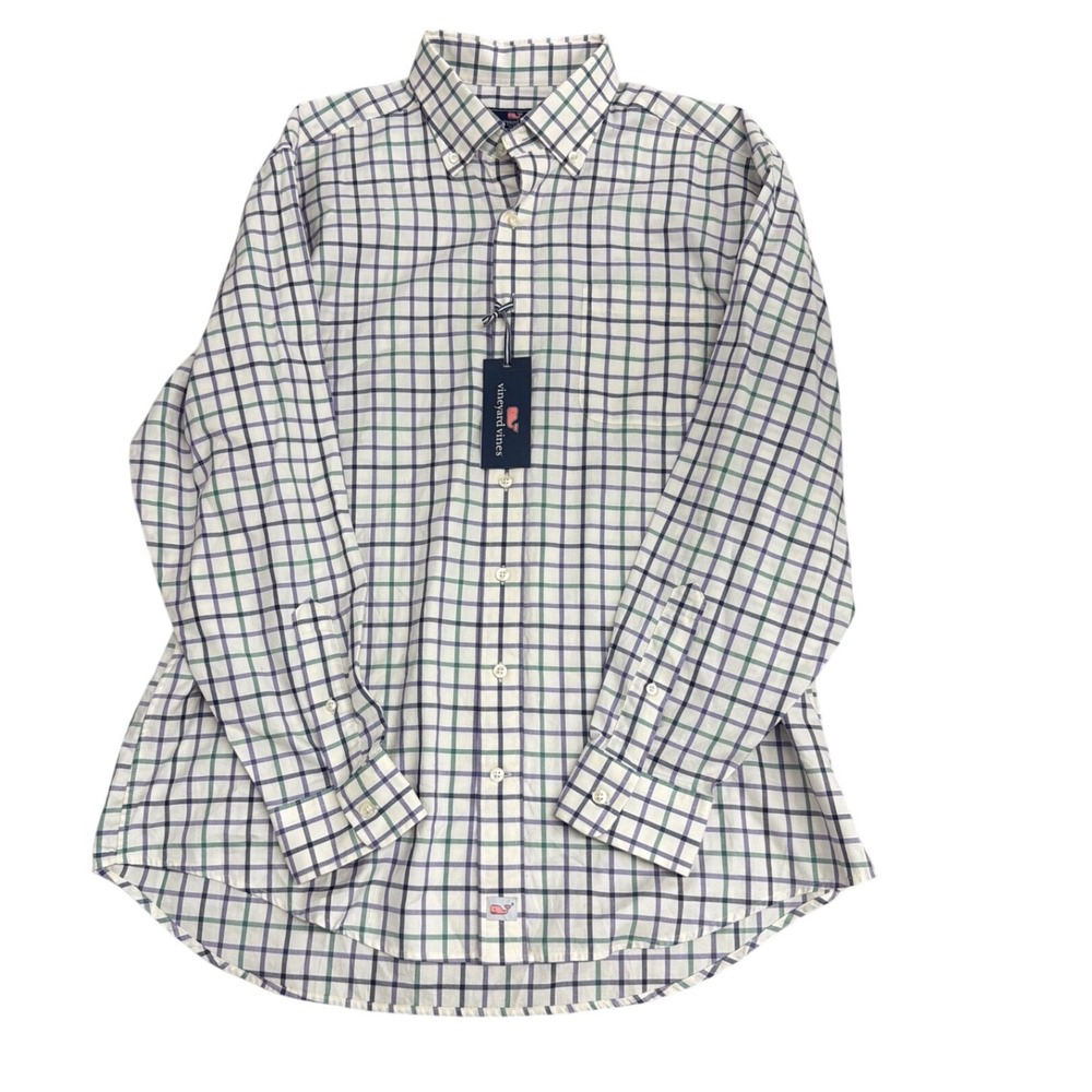 Vineyard Vines Murray Shirt Mens Large Pine Rock Tattersall Thistle Check NWT
